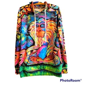 COPY - Electric Threads XXL Psychedelic Ecletic colorful Rasta Monkey Hoodie